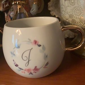 Fringe Studio Monogram Initial Porcelain Cup